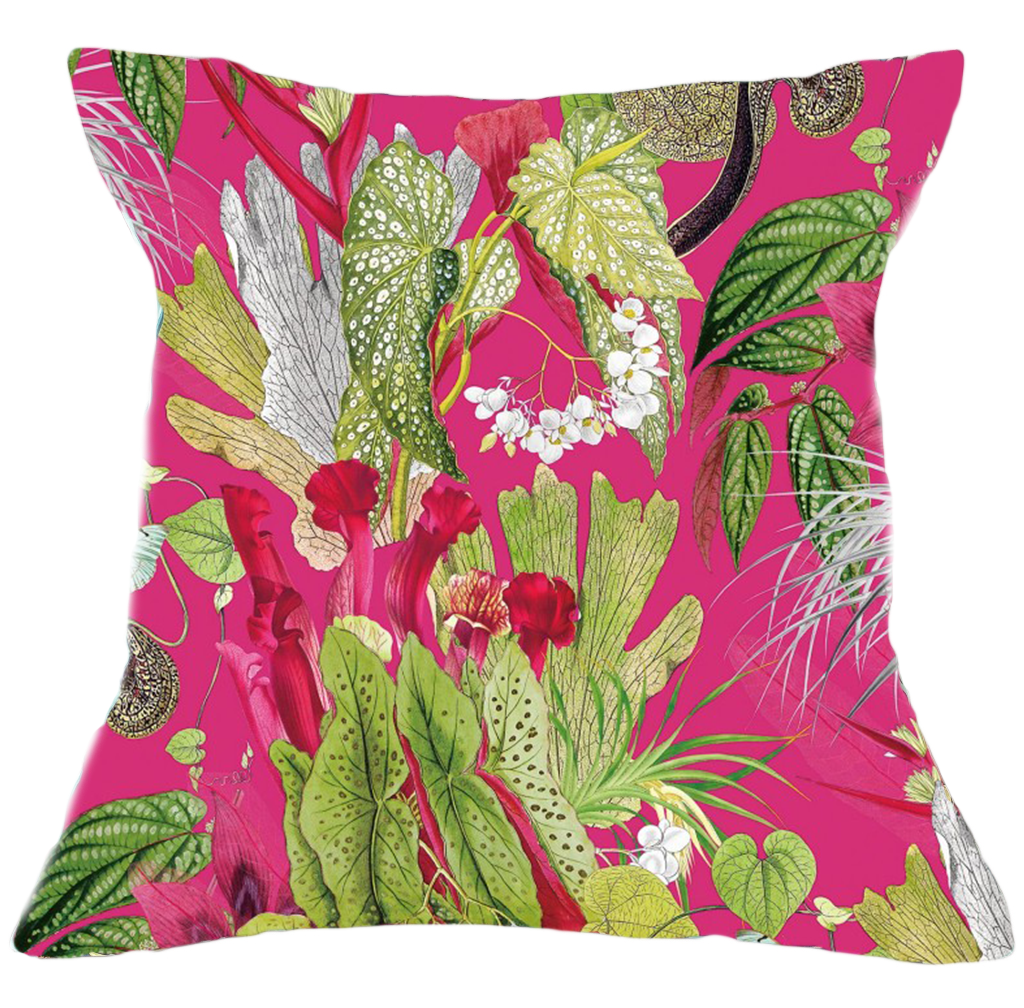 Floral Fuchsia Velvet Cushion