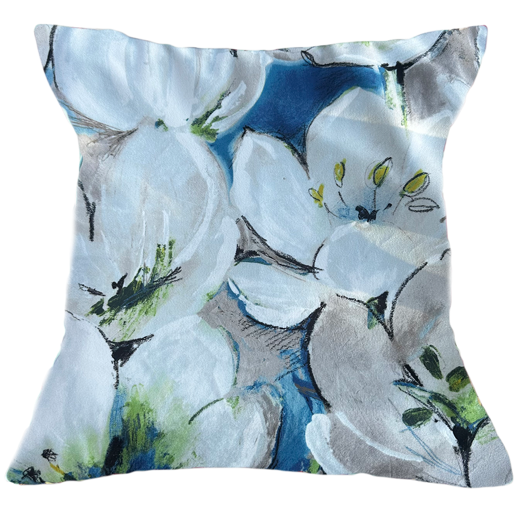 Soft Floral Teal Velvet Cushion