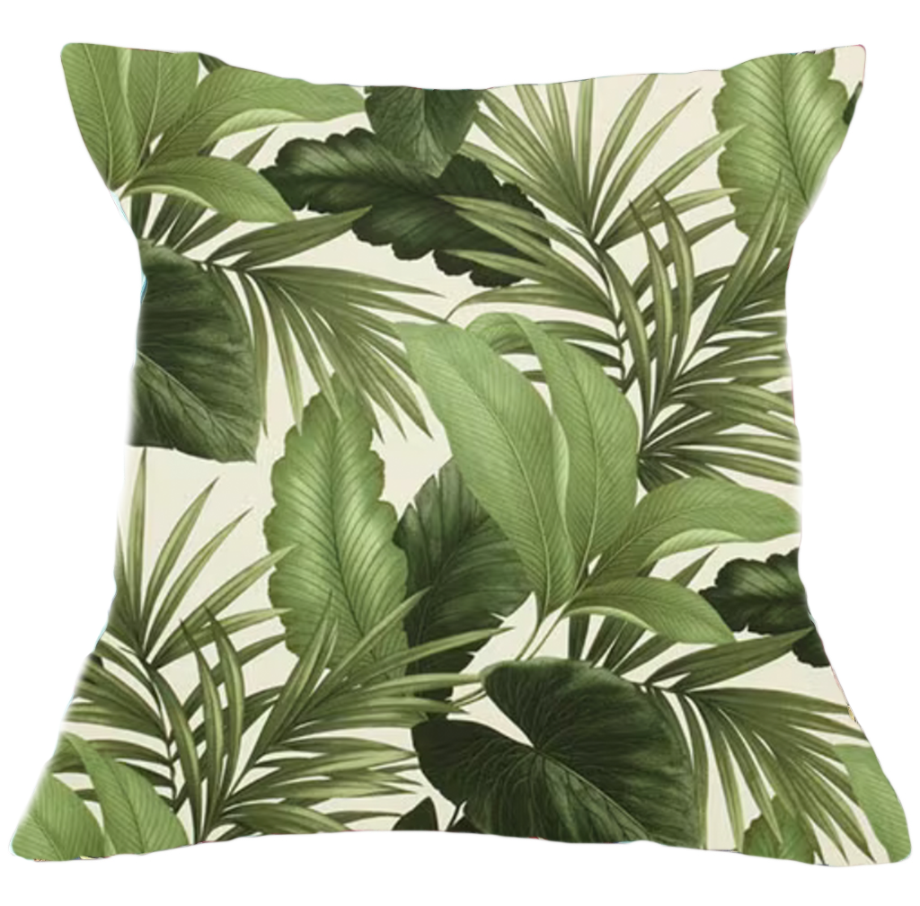 Tropical Serenade Green Velvet Cushion