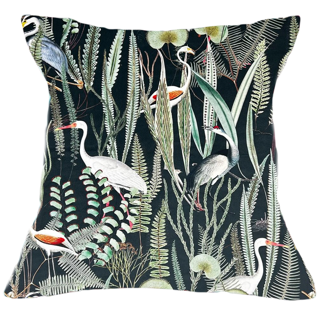 Midnight Garden Green Bird Cushion