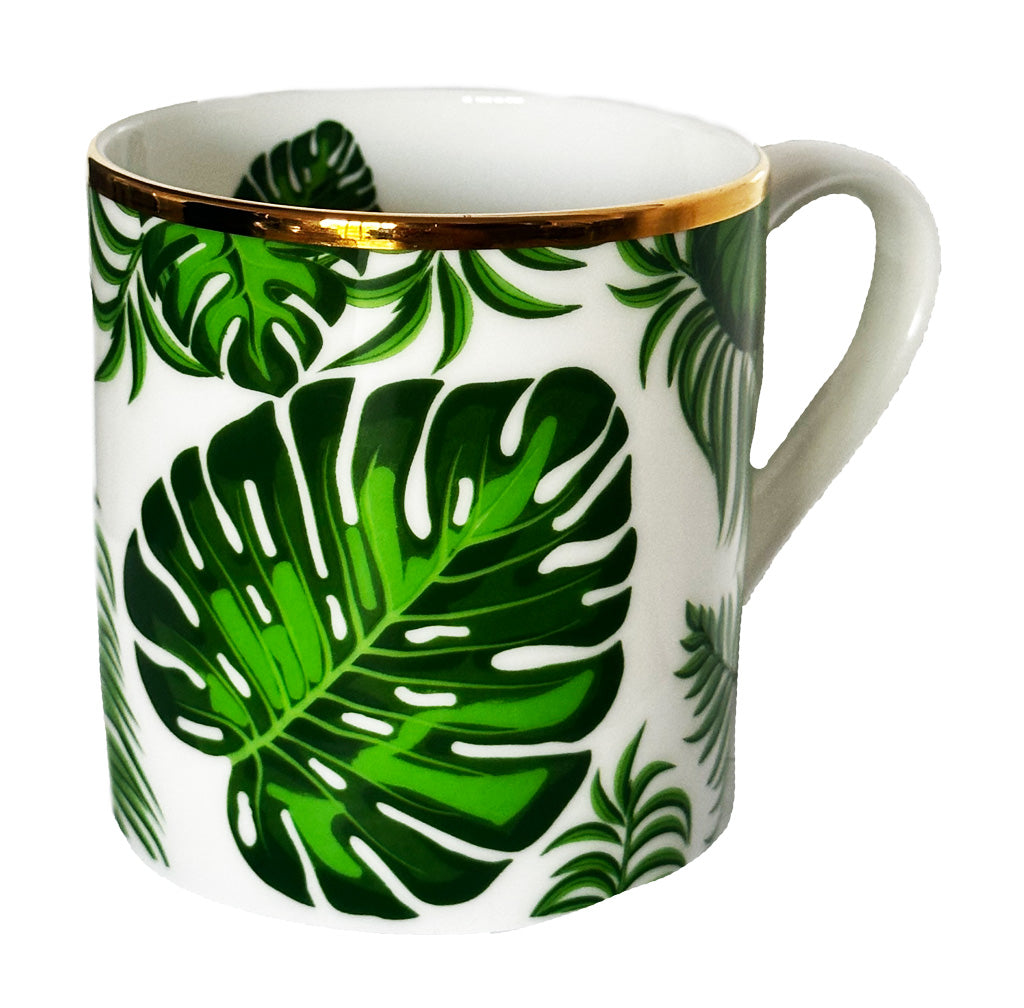 Green Leaf Fine Bone China Pottery Mug